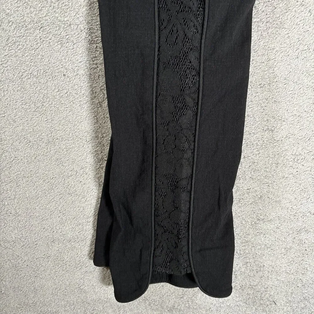 Zac Zac‎ Posen Pants Women's Size 8 Black Straight Leg Lace Sides Goth
